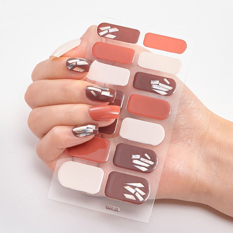 2pcs Semi Cured Gel Nails Art Stickers Fashion Solid Color Manicure Decal UV LED Lamp Need Gel Nail Decals Nail Sticker Decoration