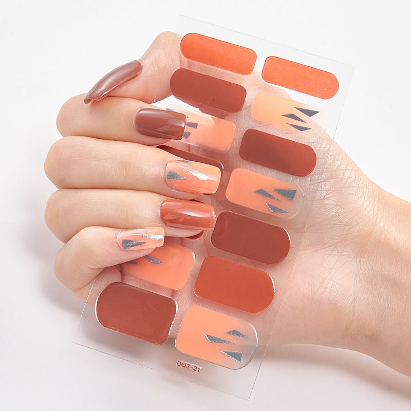 2pcs Semi Cured Gel Nails Art Stickers Fashion Solid Color Manicure Decal UV LED Lamp Need Gel Nail Decals Nail Sticker Decoration