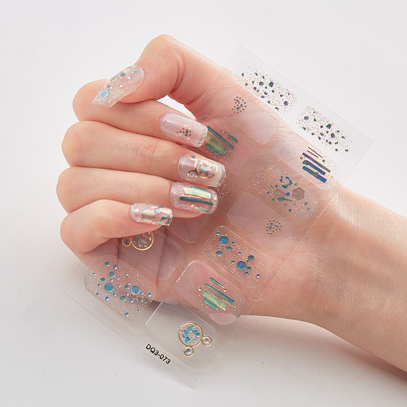 2pcs Can not be hard under UV light Nail Stickers Gradient Color Nail Stickers Simple Blooming Waterproof Nail Stickers