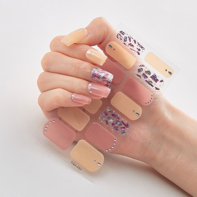 2pcs Can not be hard under UV light Nail Stickers Gradient Color Nail Stickers Simple Blooming Waterproof Nail Stickers