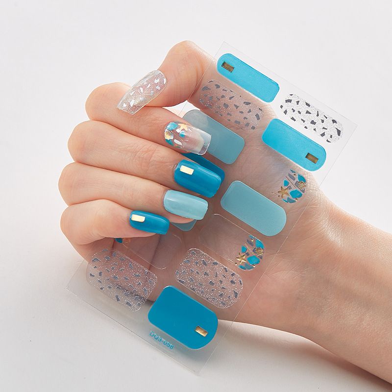 2pcs Can not be hard under UV light Nail Stickers Gradient Color Nail Stickers Simple Blooming Waterproof Nail Stickers