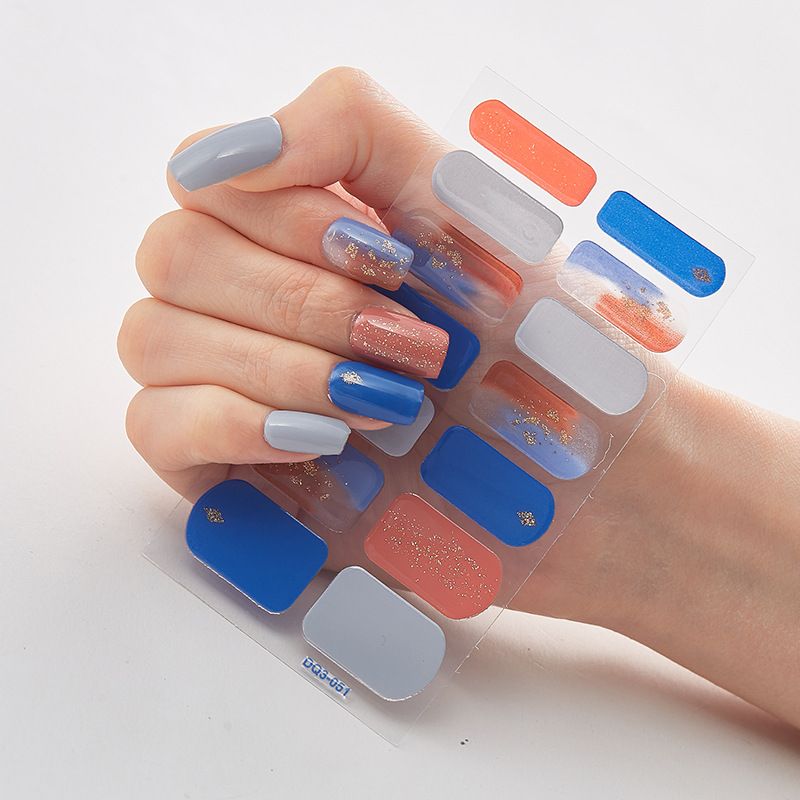 2pcs Can not be hard under UV light Nail Stickers Gradient Color Nail Stickers Simple Blooming Waterproof Nail Stickers