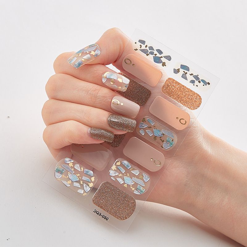 2pcs Can not be hard under UV light Nail Stickers Gradient Color Nail Stickers Simple Blooming Waterproof Nail Stickers