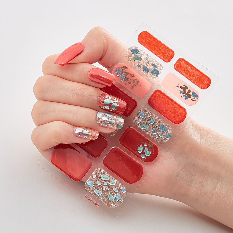 2pcs Can not be hard under UV light Nail Stickers Gradient Color Nail Stickers Simple Blooming Waterproof Nail Stickers