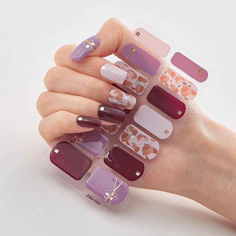 2pcs Can not be hard under UV light Nail Stickers Gradient Color Nail Stickers Simple Blooming Waterproof Nail Stickers