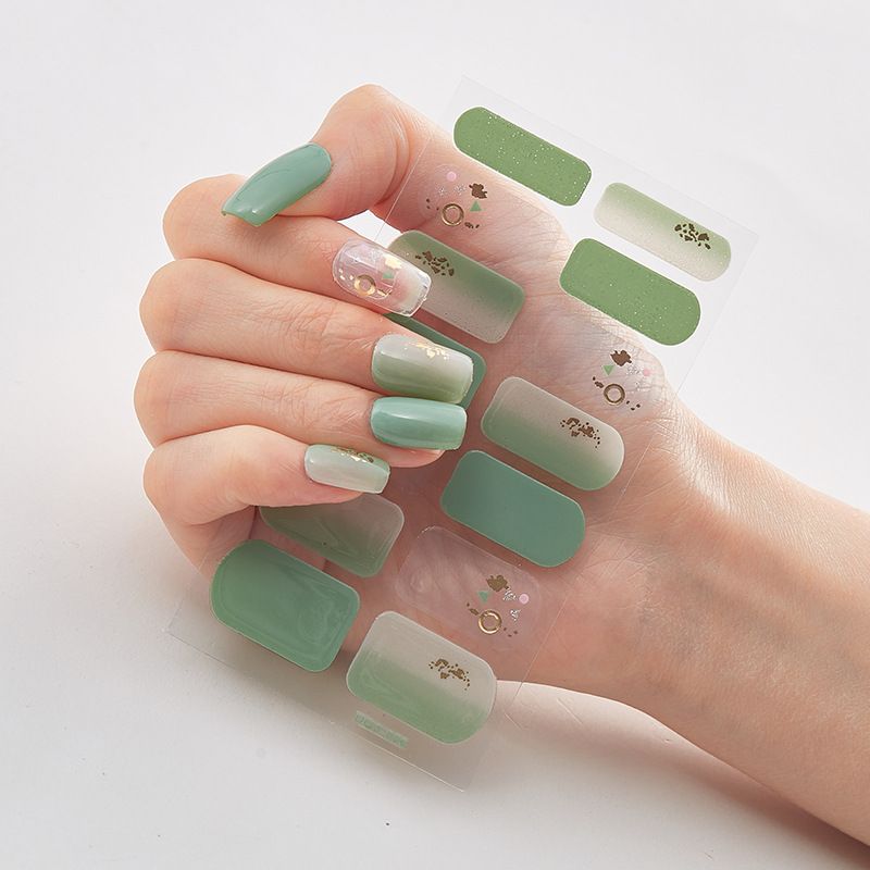 2pcs Can not be hard under UV light Nail Stickers Gradient Color Nail Stickers Simple Blooming Waterproof Nail Stickers