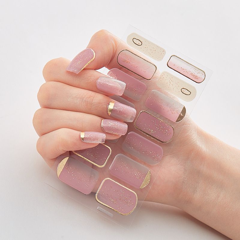 2pcs Can not be hard under UV light Nail Stickers Gradient Color Nail Stickers Simple Blooming Waterproof Nail Stickers