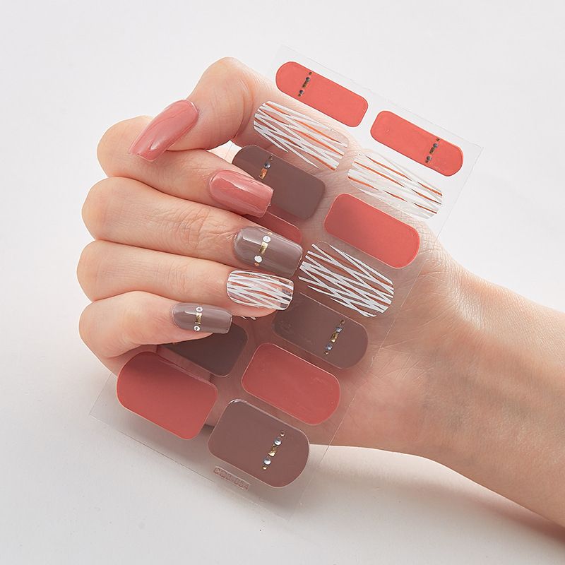 2pcs Can not be hard under UV light Nail Stickers Gradient Color Nail Stickers Simple Blooming Waterproof Nail Stickers