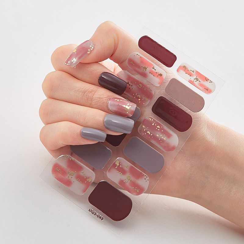 2pcs Can not be hard under UV light Nail Stickers Gradient Color Nail Stickers Simple Blooming Waterproof Nail Stickers