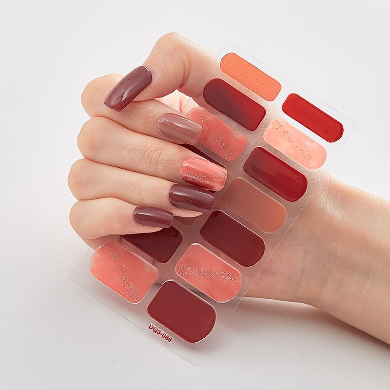 2pcs Can not be hard under UV light Nail Stickers Gradient Color Nail Stickers Simple Blooming Waterproof Nail Stickers