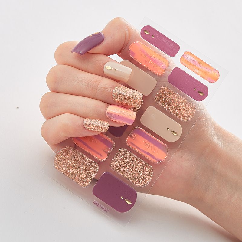 2pcs Can not be hard under UV light Nail Stickers Gradient Color Nail Stickers Simple Blooming Waterproof Nail Stickers