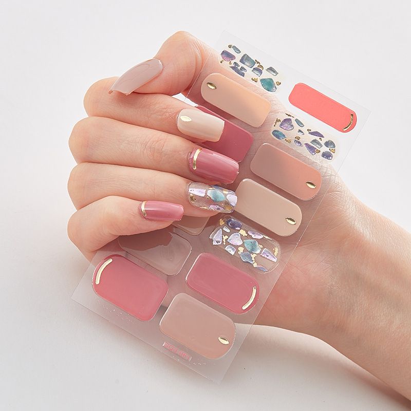2pcs Can not be hard under UV light Nail Stickers Gradient Color Nail Stickers Simple Blooming Waterproof Nail Stickers