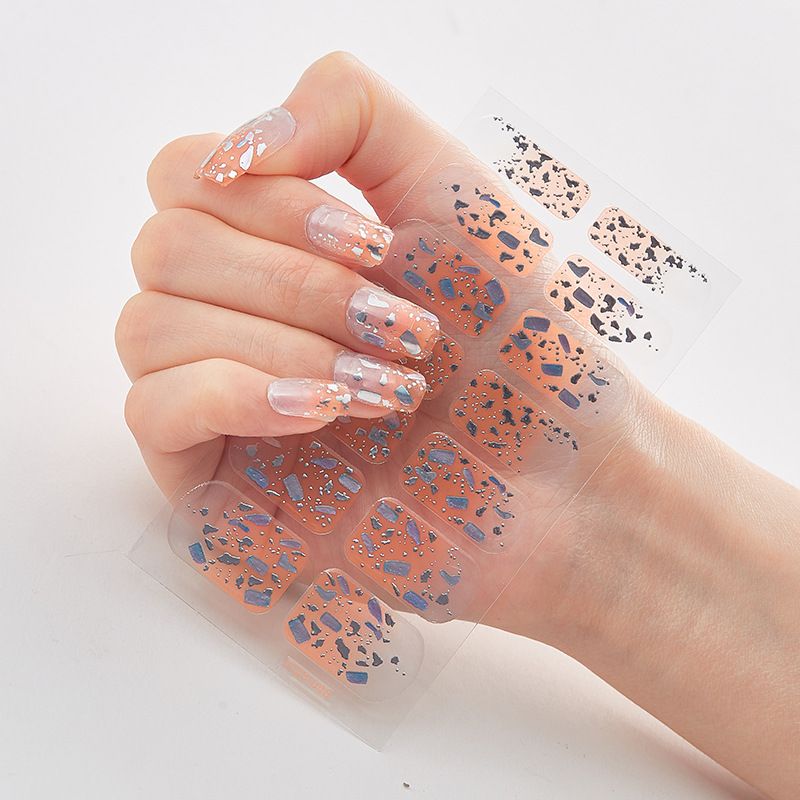 2pcs Can not be hard under UV light Nail Stickers Gradient Color Nail Stickers Simple Blooming Waterproof Nail Stickers