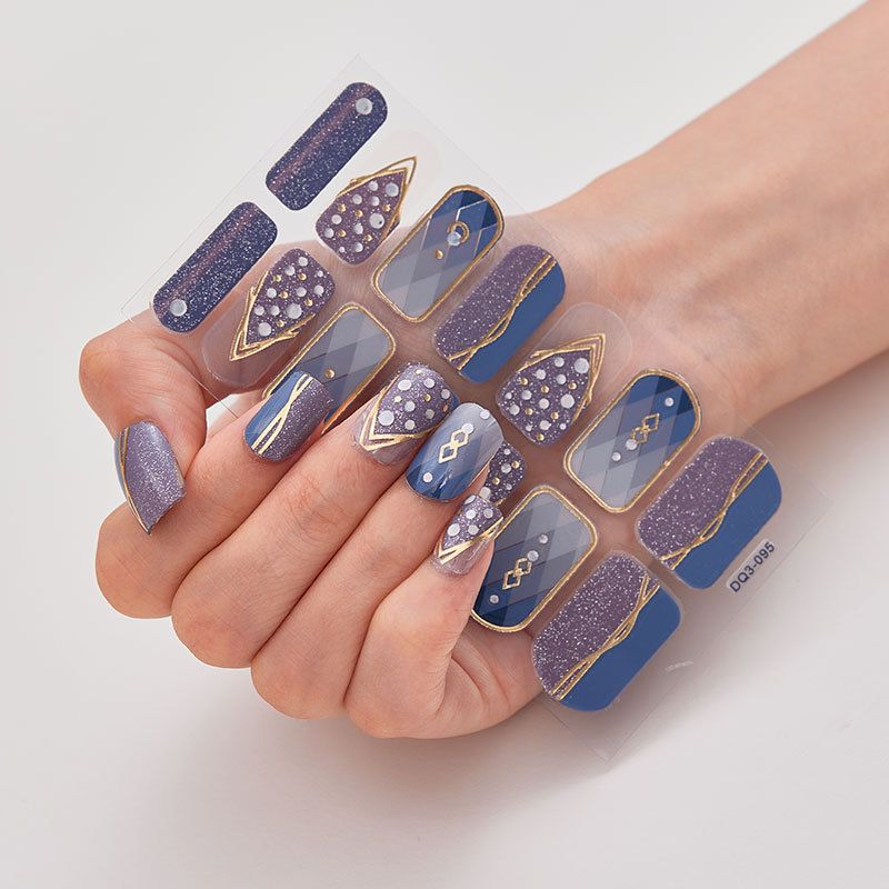 2pcs Gel Nail Sticker Patch Slider Flower Gradient Color Back Glue Full Cover Waterproof Gel Nail Sticker UV Lamp Curing