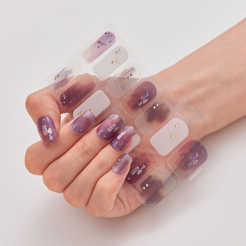 2pcs Gel Nail Sticker Patch Slider Flower Gradient Color Back Glue Full Cover Waterproof Gel Nail Sticker UV Lamp Curing