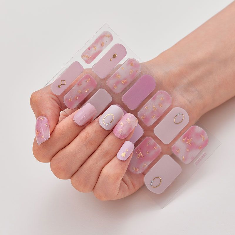 2pcs Gel Nail Sticker Patch Slider Flower Gradient Color Back Glue Full Cover Waterproof Gel Nail Sticker UV Lamp Curing