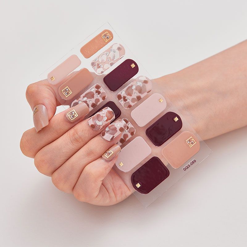 2pcs Gel Nail Sticker Patch Slider Flower Gradient Color Back Glue Full Cover Waterproof Gel Nail Sticker UV Lamp Curing