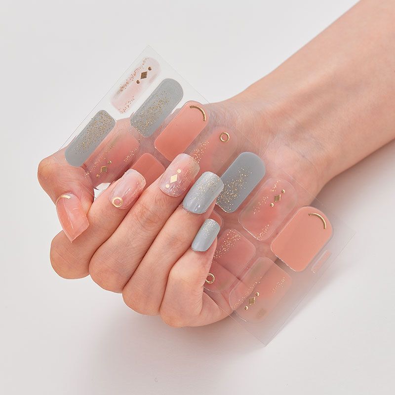 2pcs Gel Nail Sticker Patch Slider Flower Gradient Color Back Glue Full Cover Waterproof Gel Nail Sticker UV Lamp Curing