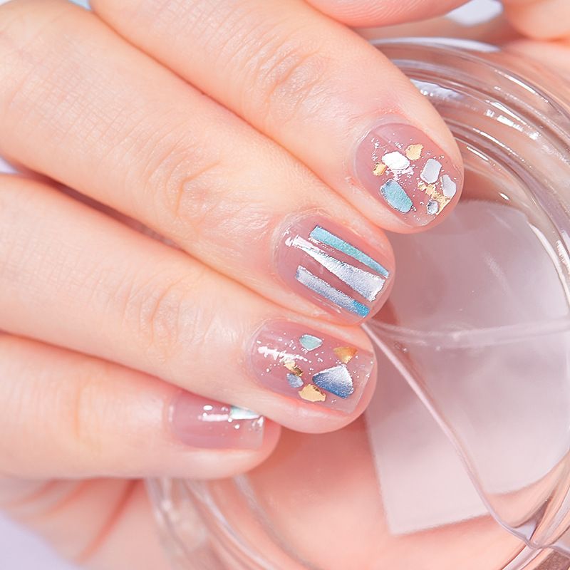 2pcs Gel Nail Sticker Patch Slider Flower Gradient Color Back Glue Full Cover Waterproof Gel Nail Sticker UV Lamp Curing