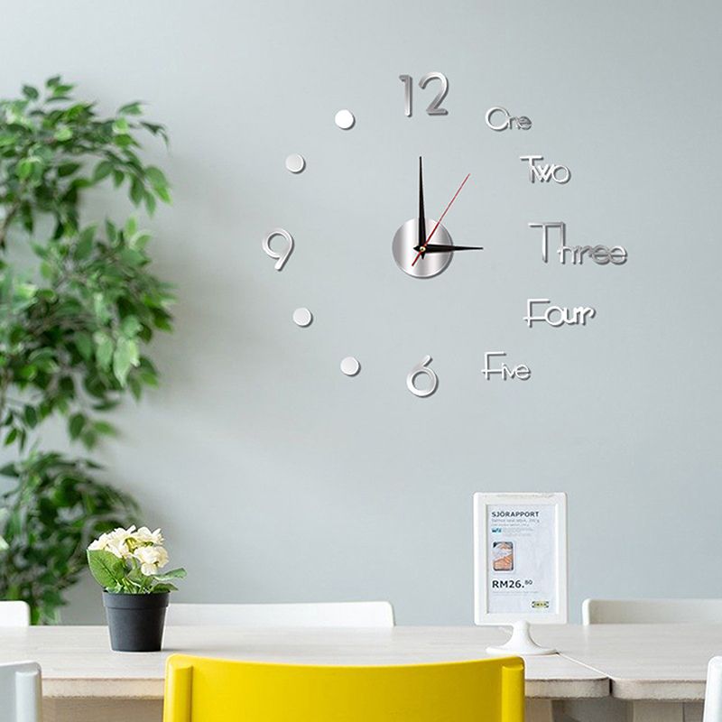 3D Wall Clock Mirror Wall Stickers Creative DIY Wall Clocks Modern Design Mute Quartz Needle Watch Home Decor 16 inch