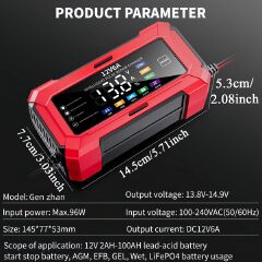 12V Car Battery Charger Fully Automatic Pulse Repair Charger Maintainer for Lifepo4 AGM Lead-Acid Lithium Battery in Stock