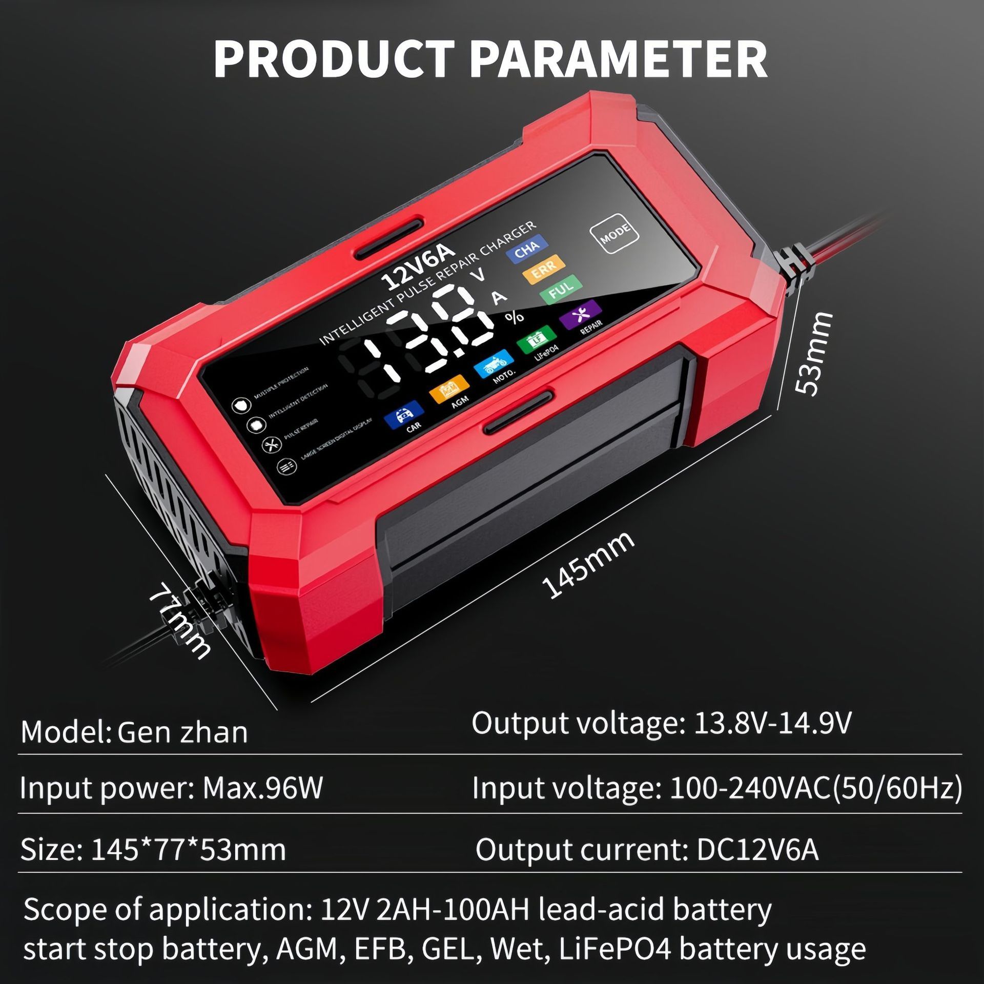 Car Battery Charger 12v Automobile Trickle Battery Charger Auto Shut/Off Automotive Maintainer for Truck Vehicle RV Maintenance