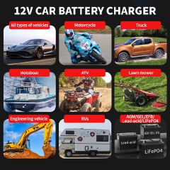 Car Battery Charger 12v Automobile Trickle Battery Charger Auto Shut/Off Automotive Maintainer for Truck Vehicle RV Maintenance