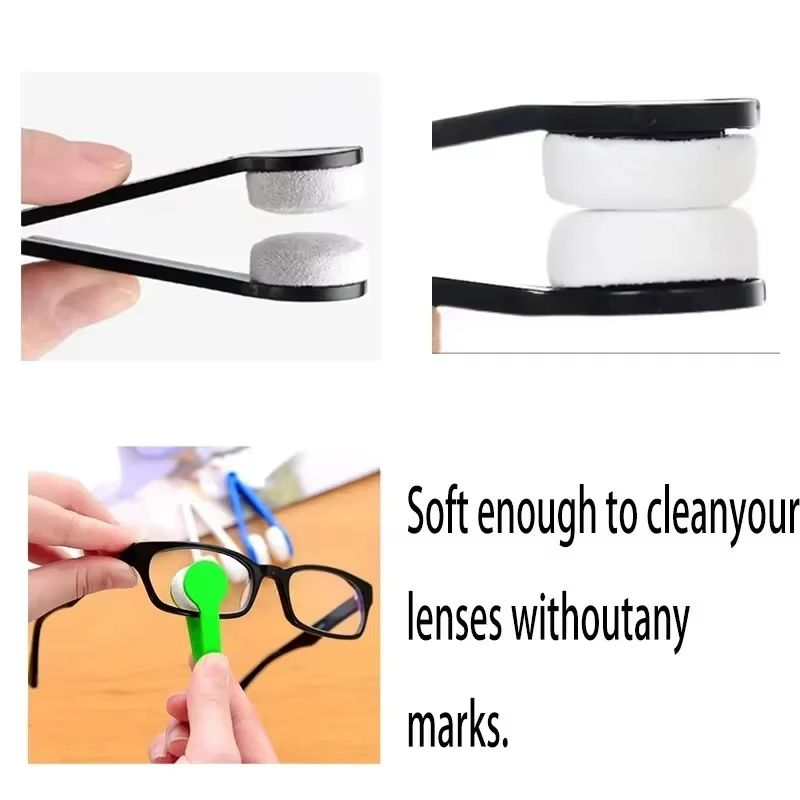 2pcs Portable Multifunctional Eyeglass Cleaning Wipe Green Microfiber Lens Brush for Sunglasses Glasses Compact Travel Scratch Free Tool