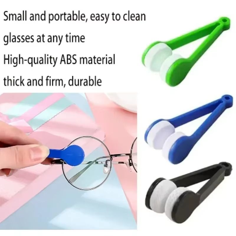 2pcs Portable Multifunctional Eyeglass Cleaning Wipe Green Microfiber Lens Brush for Sunglasses Glasses Compact Travel Scratch Free Tool
