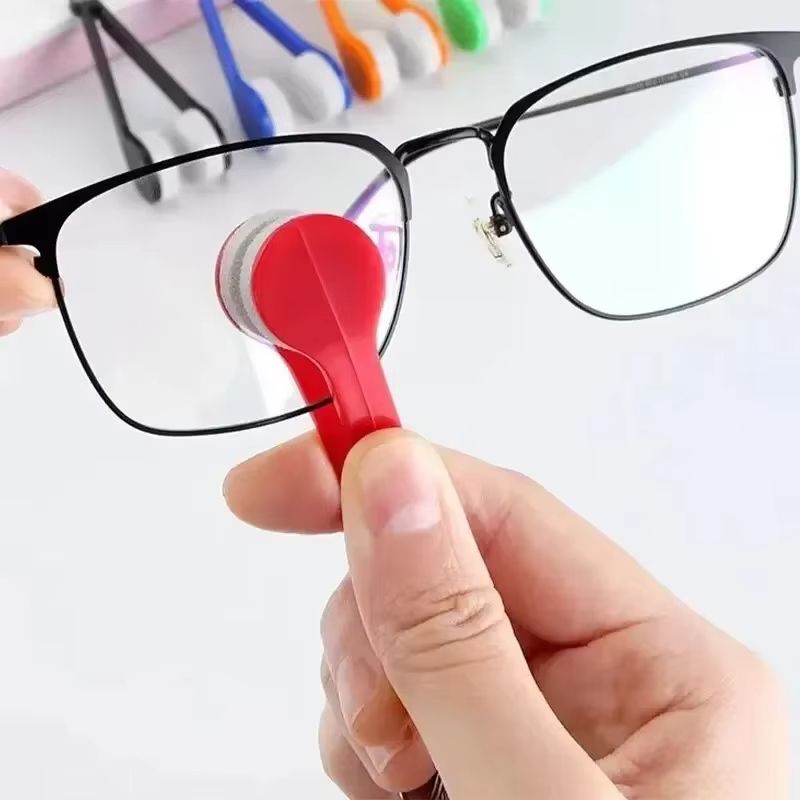 2pcs Portable Multifunctional Eyeglass Cleaning Wipe Green Microfiber Lens Brush for Sunglasses Glasses Compact Travel Scratch Free Tool