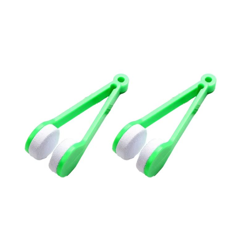 2pcs Portable Multifunctional Eyeglass Cleaning Wipe Green Microfiber Lens Brush for Sunglasses Glasses Compact Travel Scratch Free Tool