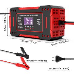 Smart Car Battery Charger 12V, Motorcycle Battery Maintainer with LCD Display for Lead-Acid Repair