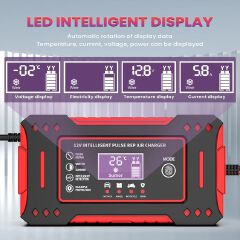 Smart Car Battery Charger 12V, Motorcycle Battery Maintainer with LCD Display for Lead-Acid Repair