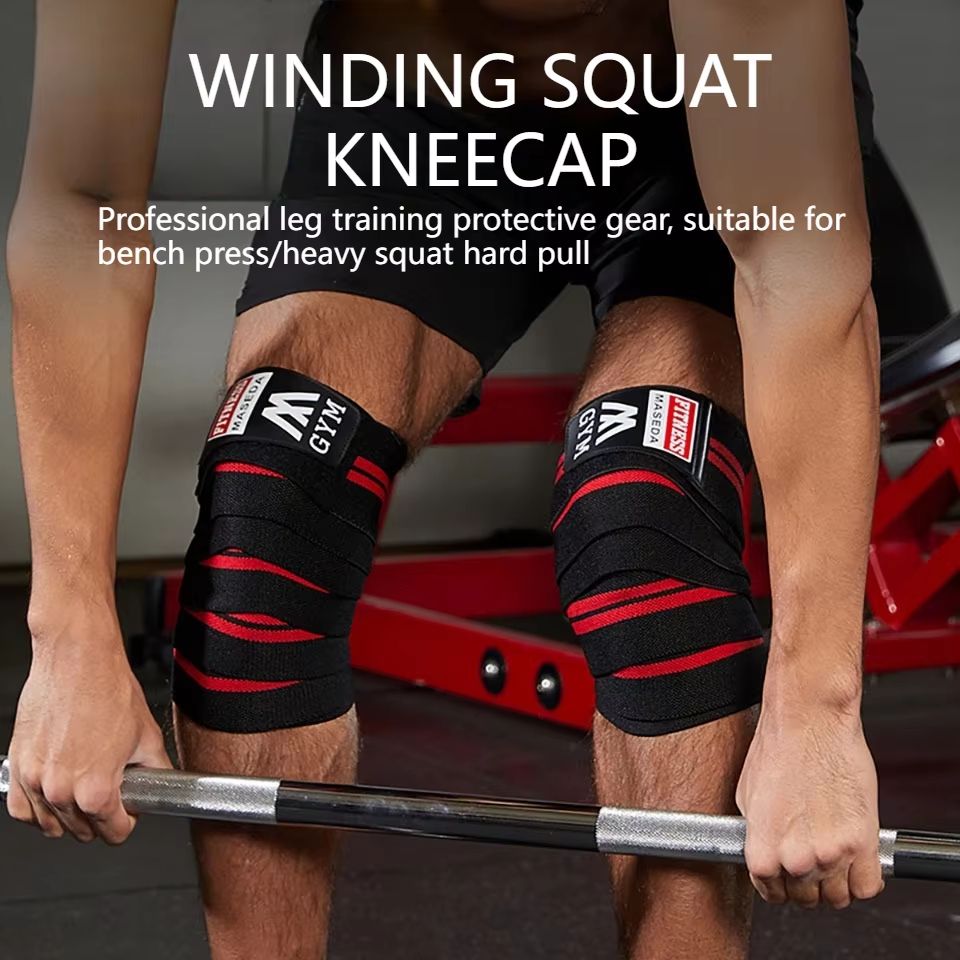 1/2Pcs Knee Brace With Bandage Nylon Elasticity Tight Loose Pressure Winding Strap Leg Guards Sports Fitness Weightlifting Squat