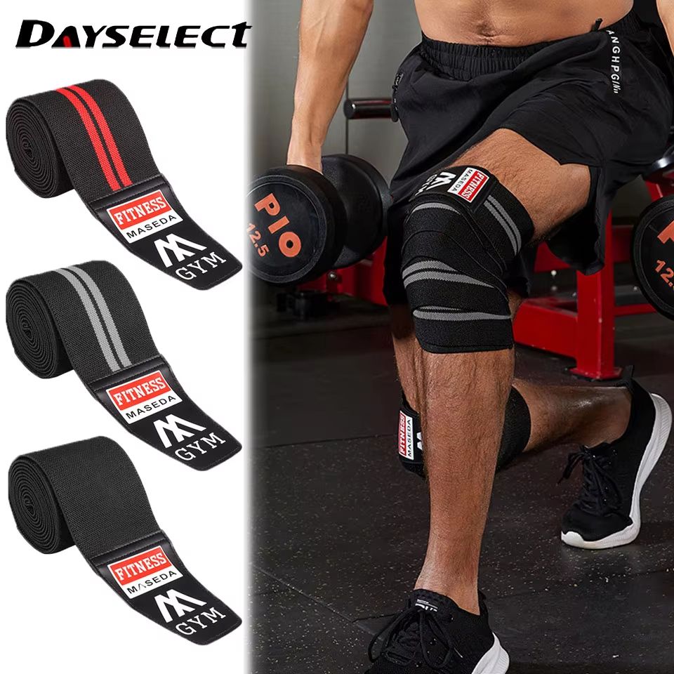 1/2Pcs Knee Brace With Bandage Nylon Elasticity Tight Loose Pressure Winding Strap Leg Guards Sports Fitness Weightlifting Squat