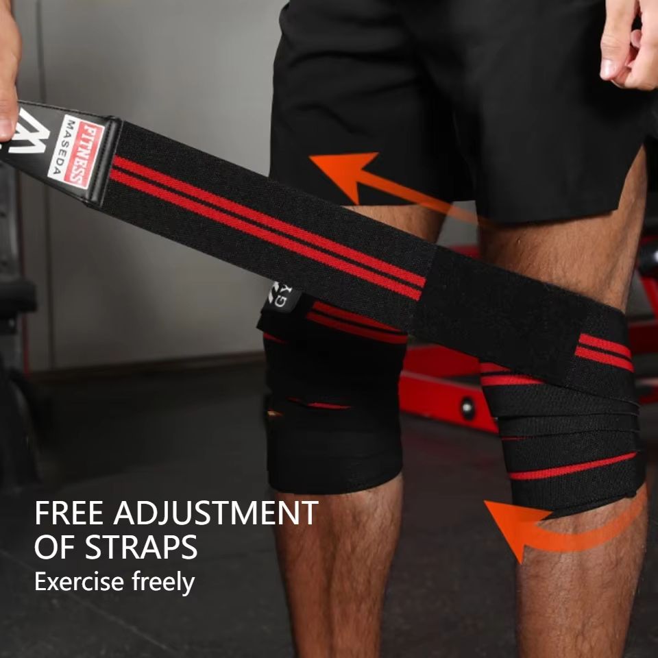 1/2Pcs Knee Brace With Bandage Nylon Elasticity Tight Loose Pressure Winding Strap Leg Guards Sports Fitness Weightlifting Squat