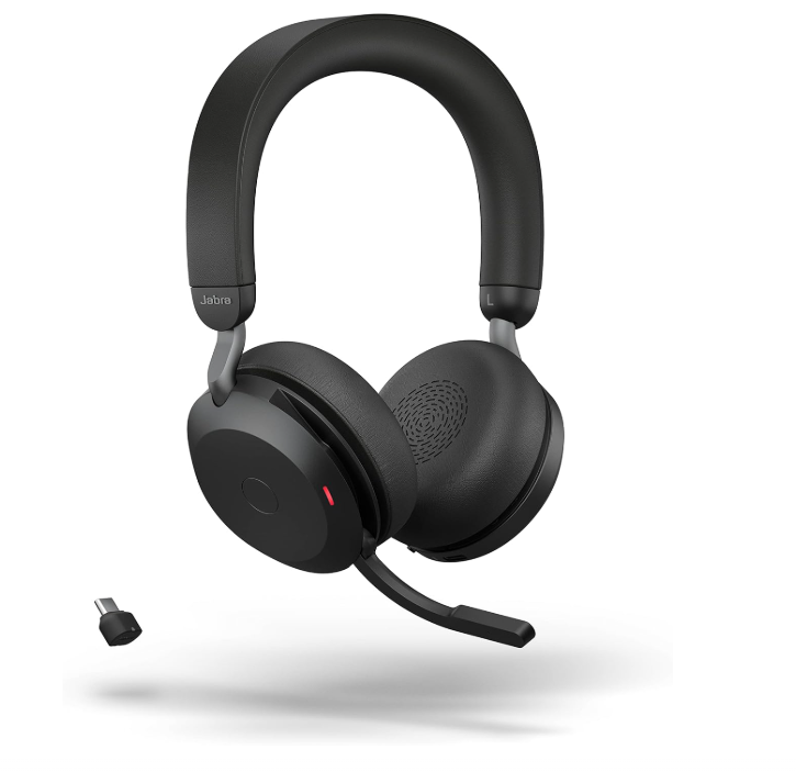 Jabra Evolve2 75 PC Wireless Headset with 8-Microphone Technology - Dual Foam Stereo Headphones with Adjustable Advanced Active Noise Cancelling, USB-C Bluetooth Adapter and UC Compatibility