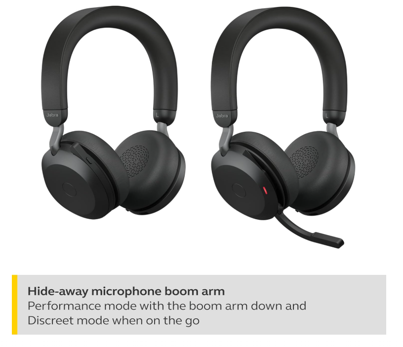 Jabra Evolve2 75 PC Wireless Headset with 8-Microphone Technology - Dual Foam Stereo Headphones with Adjustable Advanced Active Noise Cancelling, USB-C Bluetooth Adapter and UC Compatibility