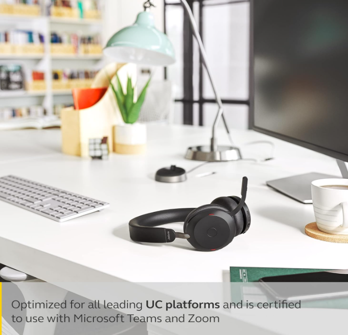 Jabra Evolve2 75 PC Wireless Headset with 8-Microphone Technology - Dual Foam Stereo Headphones with Adjustable Advanced Active Noise Cancelling, USB-C Bluetooth Adapter and UC Compatibility