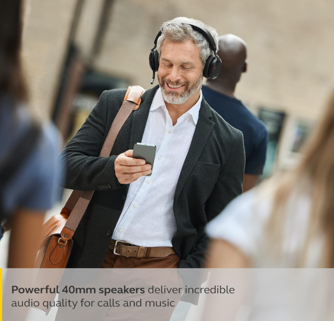 Jabra Evolve2 75 PC Wireless Headset with 8-Microphone Technology - Dual Foam Stereo Headphones with Adjustable Advanced Active Noise Cancelling, USB-C Bluetooth Adapter and UC Compatibility