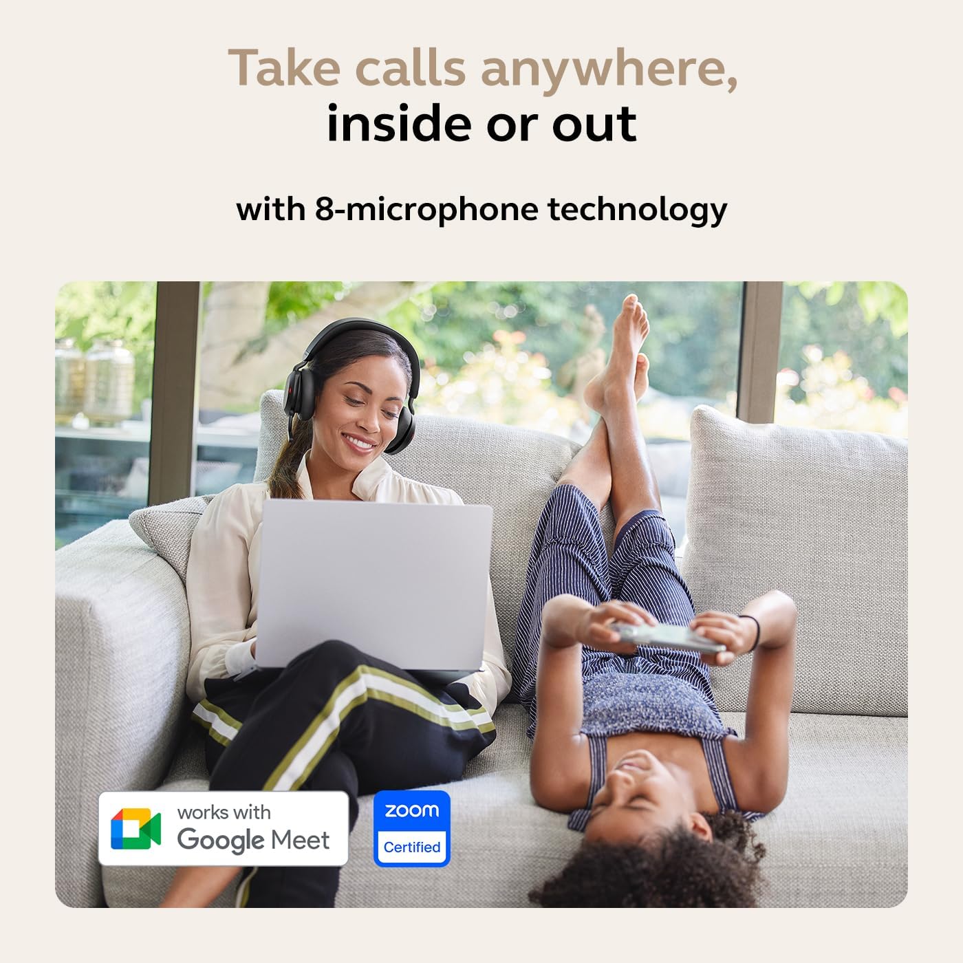 Jabra Evolve2 75 PC Wireless Headset with 8-Microphone Technology - Dual Foam Stereo Headphones with Adjustable Advanced Active Noise Cancelling, USB-C Bluetooth Adapter and UC Compatibility