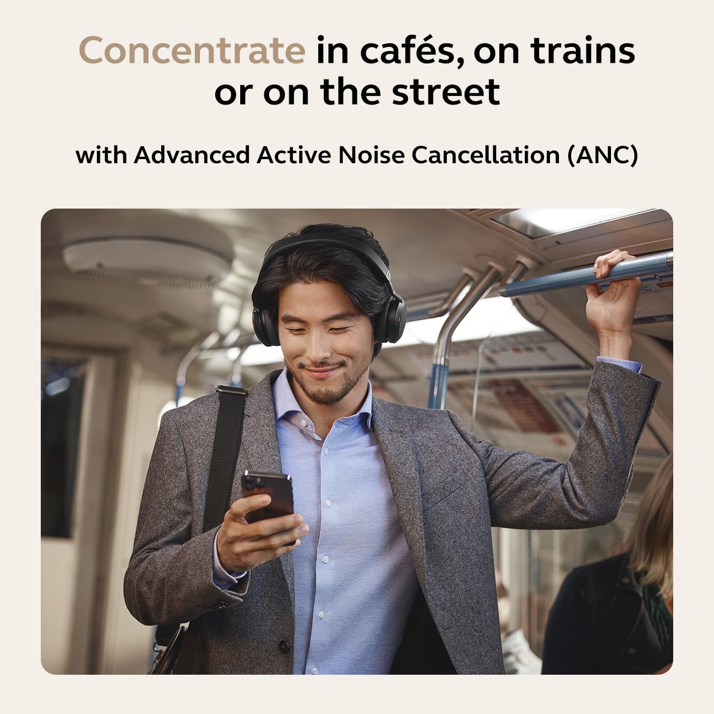 Jabra Evolve2 75 PC Wireless Headset with 8-Microphone Technology - Dual Foam Stereo Headphones with Adjustable Advanced Active Noise Cancelling, USB-C Bluetooth Adapter and UC Compatibility