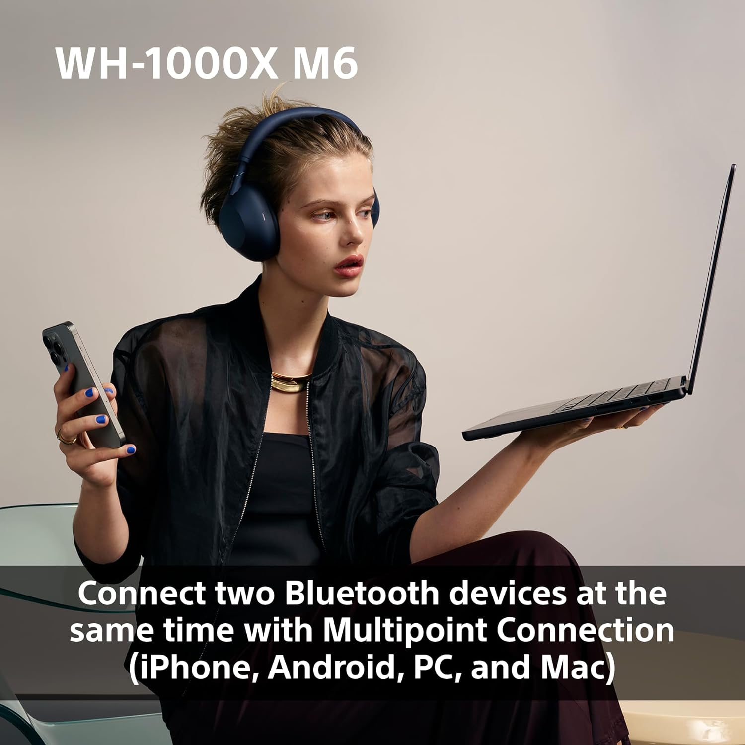 Sony WH-1000XM6 Flagship Noise Cancelling Over-Ear Wireless Bluetooth Headphones, Signature Hi-Res Sound, Ultimate Comfort, Foldable Design, Durable Case, 30 HR Battery, iOS & Android
