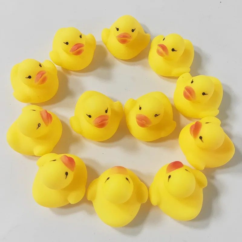 5PCS  Squeezing Call Rubber Race Squeaky Ducks Ducky Baby Bath Shower Birthday Favors Do Not Swallow Classic Toys Brinquedo