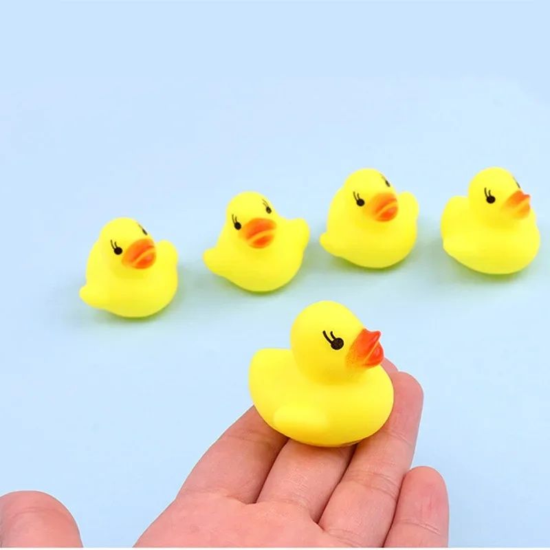 5PCS  Squeezing Call Rubber Race Squeaky Ducks Ducky Baby Bath Shower Birthday Favors Do Not Swallow Classic Toys Brinquedo