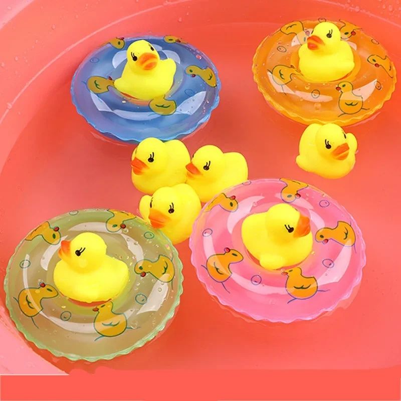 5PCS  Squeezing Call Rubber Race Squeaky Ducks Ducky Baby Bath Shower Birthday Favors Do Not Swallow Classic Toys Brinquedo