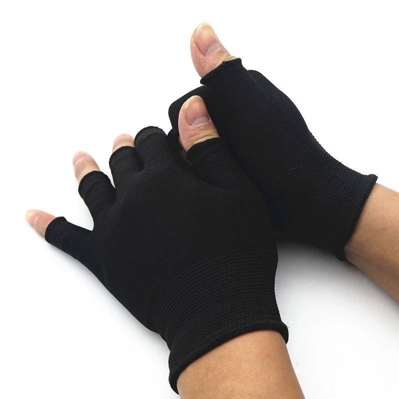 3pair Summer Breathable Half-Finger Knit Gloves Touchscreen Anti-Slip for Fishing Workouts Outdoor Activities
