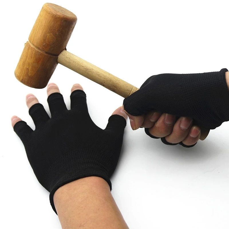 3pair Summer Breathable Half-Finger Knit Gloves Touchscreen Anti-Slip for Fishing Workouts Outdoor Activities