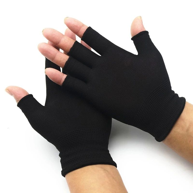 3pair Summer Breathable Half-Finger Knit Gloves Touchscreen Anti-Slip for Fishing Workouts Outdoor Activities