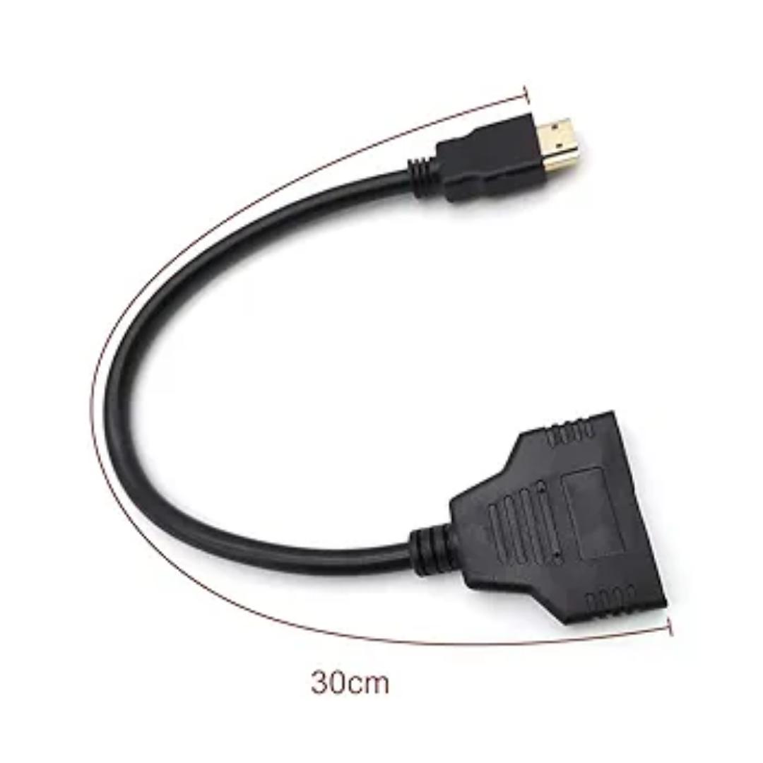 HDMI Splitter Cables Male 1080P to Dual Female 1 to 2 Way HDMI Splitter Adapter Cable for HDTV HD, LED, LCD, TV, Mirror Only Support Two The Same Size TVs at The Same Time 30cm